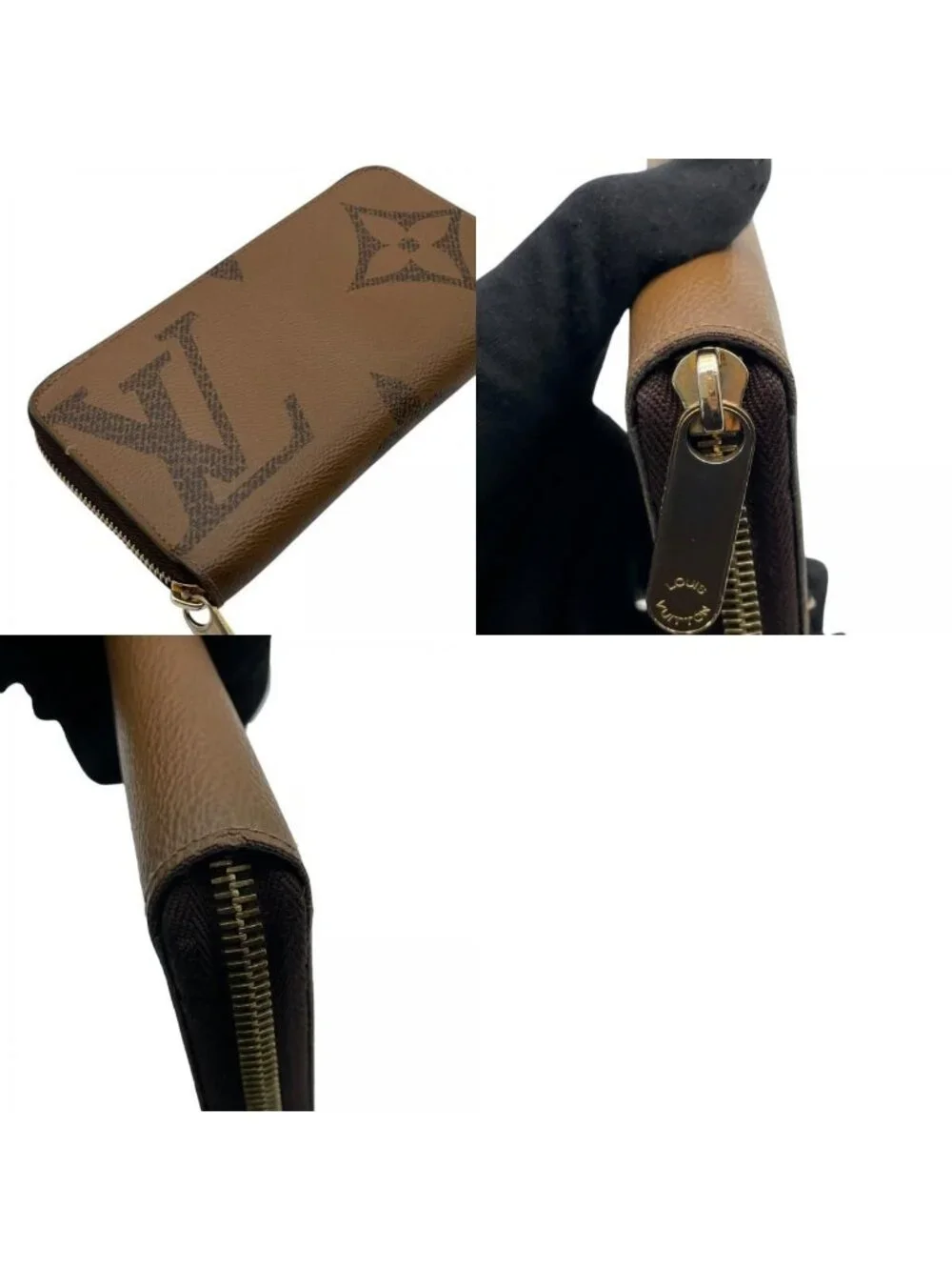 Louis Vuitton Zippy Wallet Monogram Giant Reverse Zip Around Brown
